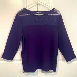 Cable & Gauge Purple Beaded Embellished Sweater Top XL